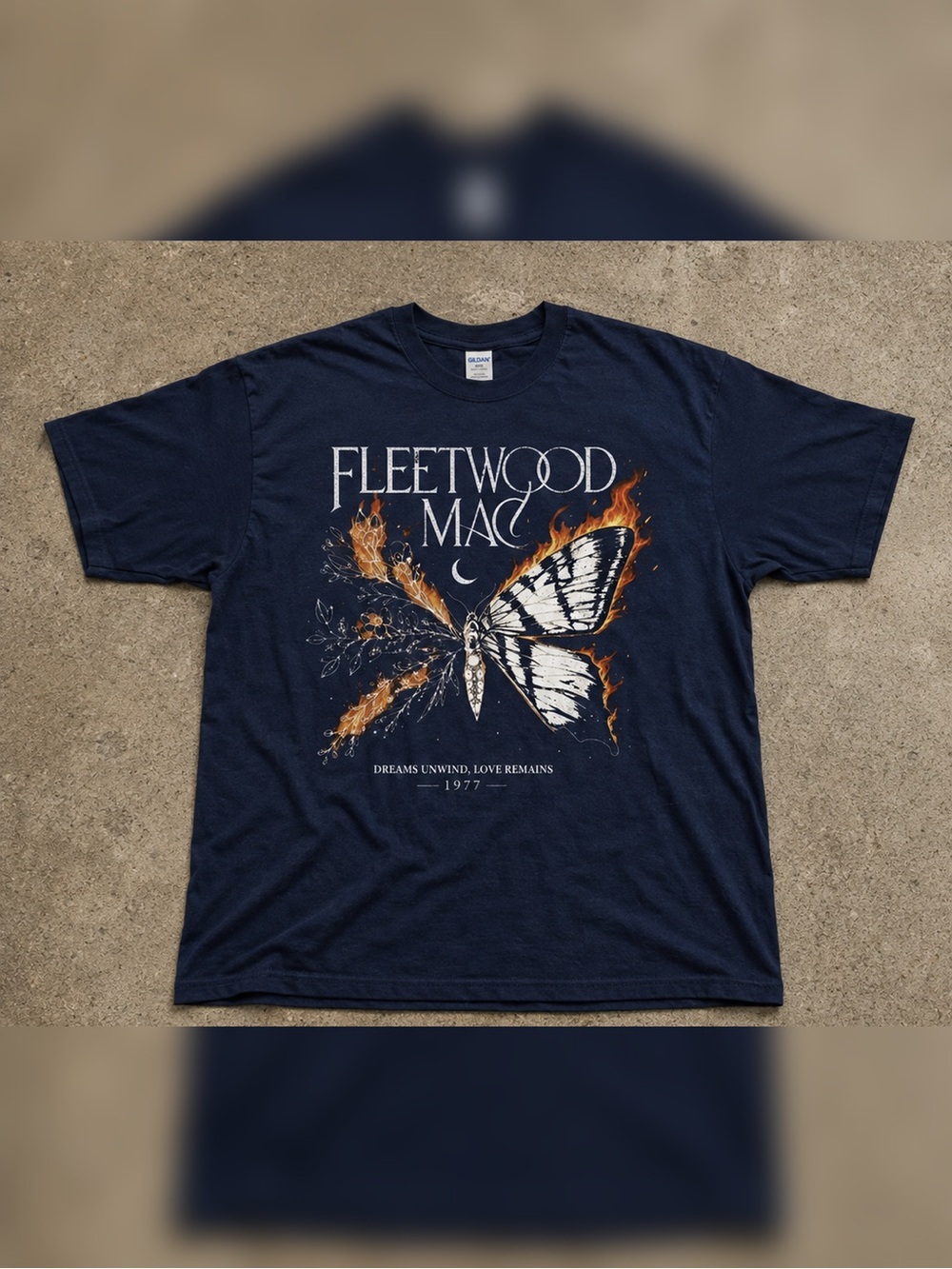 Navy Fleetwood Mac Butterfly Graphic T-shirt